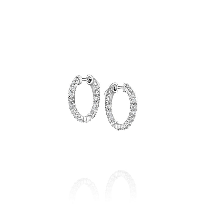 20mm 30 Stone Round Inside/Out Diamond Hoop Earrings, 1.51 ctw