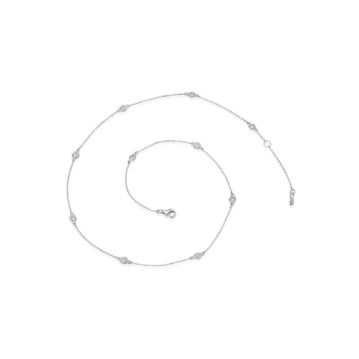 18" 10 Stone Round Bezel Set Diamond By the Yard Necklace