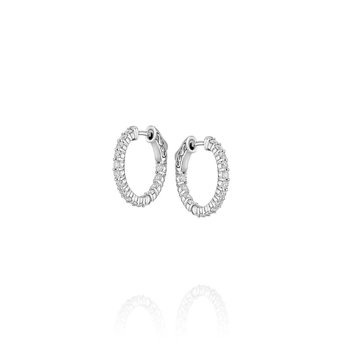 20mm 30 Stone Round Shared prong Set "Inside & Out" Diamond Hoop Earrings Diamond 1.97cttw