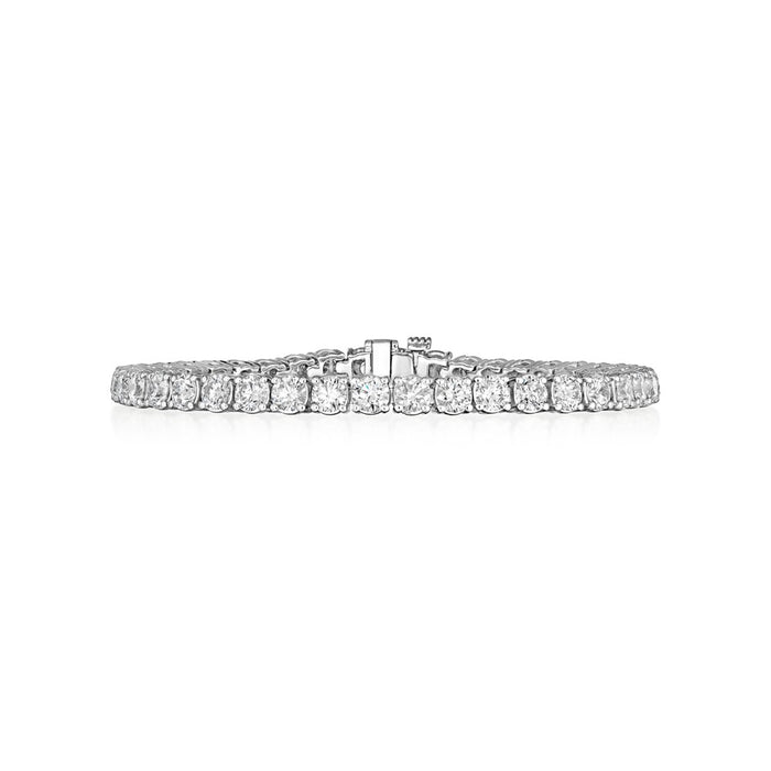 4 prong Round Diamond Tennis Bracelet with "Airline" Design Diamond 10.16cttw 7"
