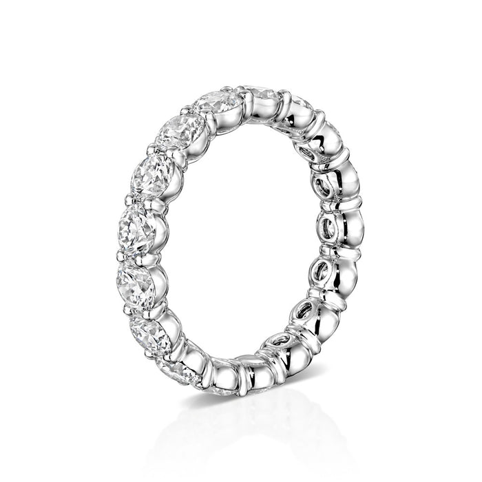 17 Stone Shared prong Set Round Diamond Buttercup Design Eternity Band Diamond 3.50cttw