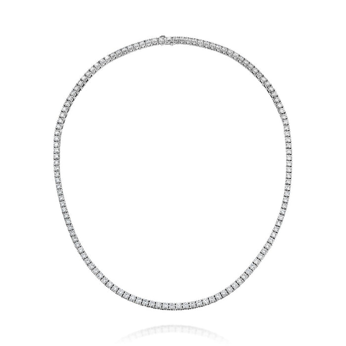 126 Stone Round 4 prong Set Diamond Tennis Necklace Diamond 12.97cttw 17"