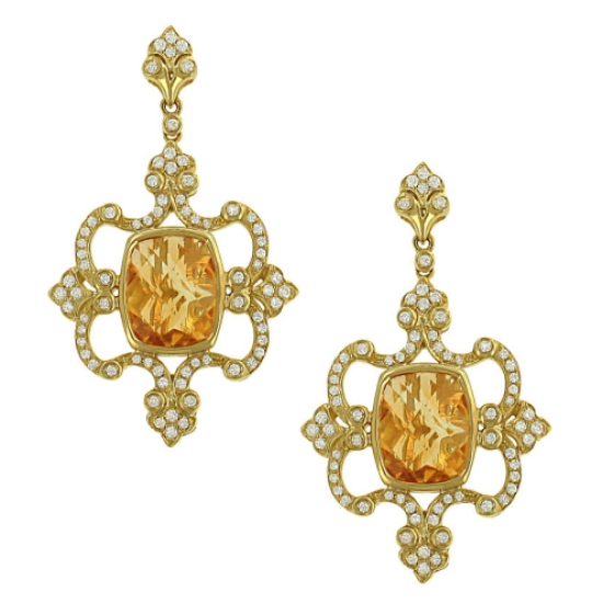 citrine and pave dangle earrings from Solomon Brothers Jewelers