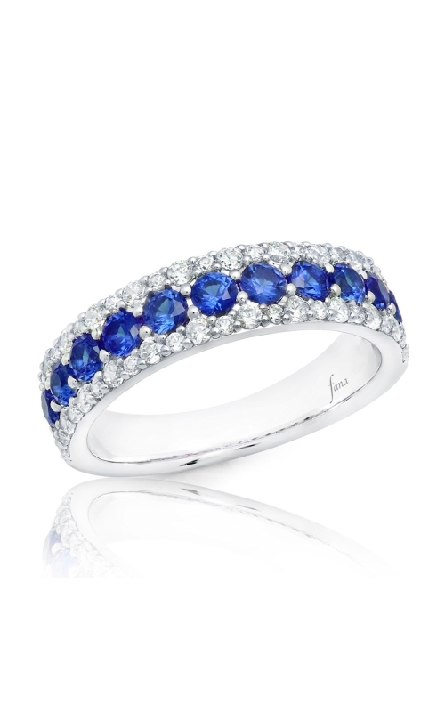 Round Blue Sapphire Band with Pave Diamond Trim