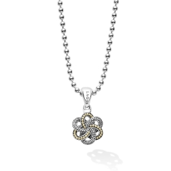 Lagos 15mm Love Knot Collection Beaded Pendant with 18KT Yellow Gold Accents on Chain