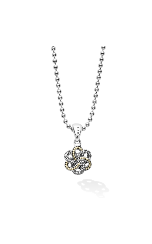 Lagos 15mm Love Knot Collection Beaded Pendant with 18KT Yellow Gold Accents on Chain