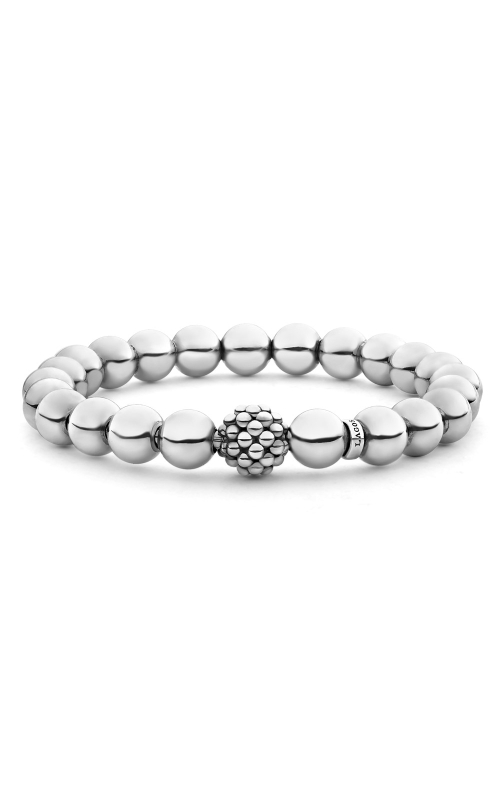 Lagos Signature Caviar Collection Stretch Bracelet with 8mm Lattice Ball, Size 6