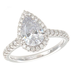 Solomon Brothers Collection Pear Shape Micropave Halo Diamond Engagement Ring