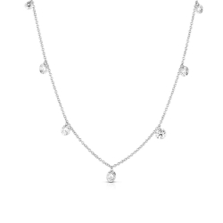 0.50cttw Floating 7 Stone Round Diamonds By the Yard 16 White Gold Necklace