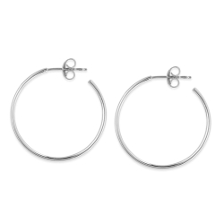 1.2mm x 25mm Plain Polished Hoop Earrings with Friction Posts