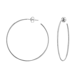 1.2mm x 40mm Plain Polished Hoop Earrings with Friction Posts