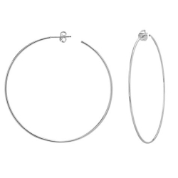 1.2mm x 60mm Plain Polished Hoop Earrings with Friction Posts
