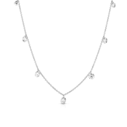 1.01cttw Floating 7 Stone Round Diamonds By the Yard 16 White Gold Necklace