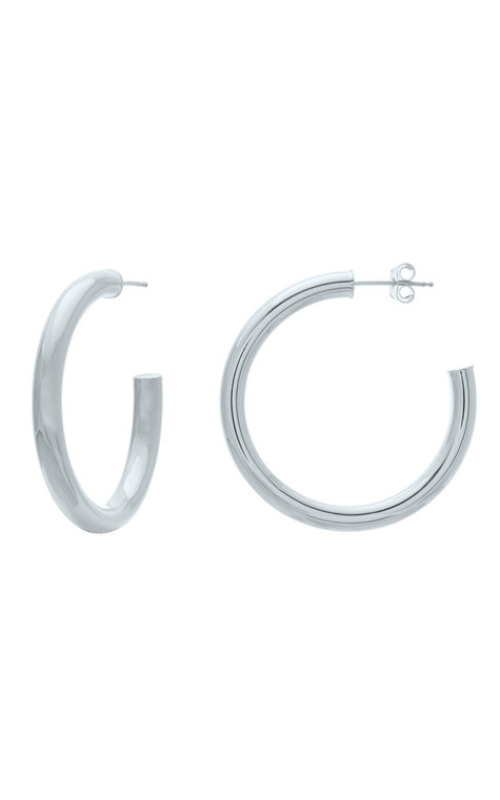 4mm X 35mm Rounded Polished Open Hoop Earrings with Friction Posts