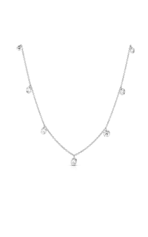 1.01cttw Floating 7 Stone Round Diamonds By the Yard 16 White Gold Necklace