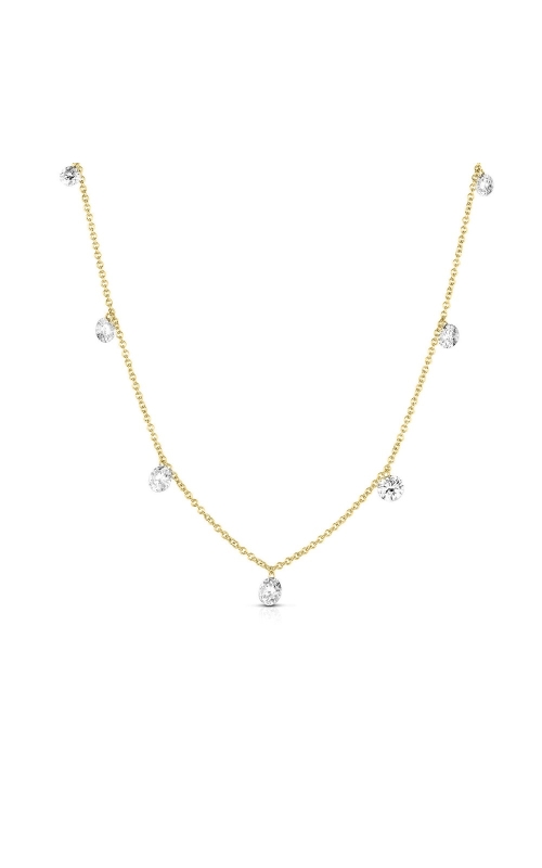 0.50cttw Floating 7 Stone Round Diamonds By the Yard 16 Yellow Gold Necklace