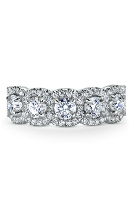 5 Stone prong Set Round (.77cttw) and Cushion Halo Pave (.29cttw) Diamond Band