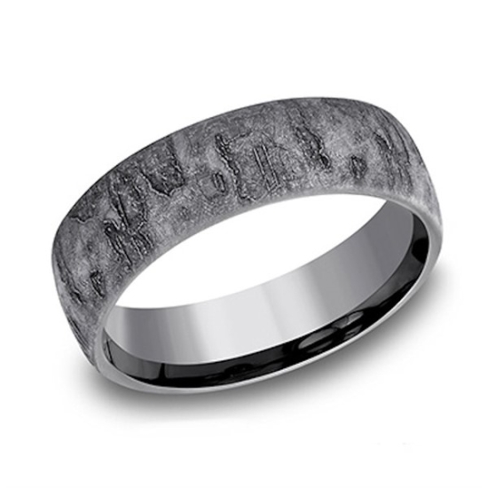 Men's high quality Black Gray Tantalum Satin Finished 6mm Domed Comfort Fit Ring [Size 7.5]