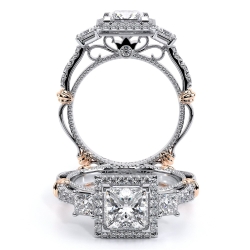 Verragio Parisian Collection 3 Stone and Square Halo Diamond Engagement Ring